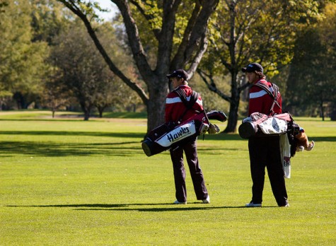 Hawks golfers play the Norfolk Country Club course during the Nebraska Intercollegiate Golf Tournament 