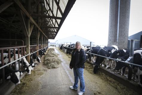 Michele Rohe is pictured at her dairy farm near Freeport, Minn.
