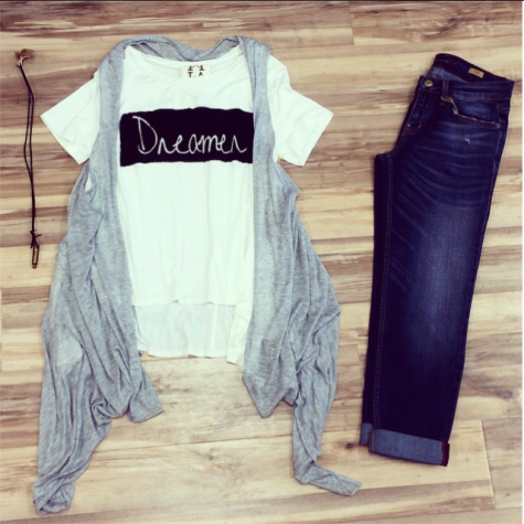Graphic tee and boyfriend fit jeans