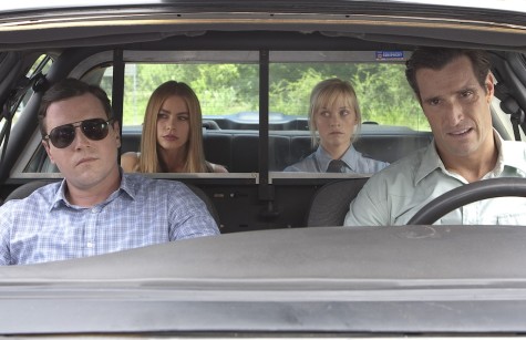 Michael Mosley (Detective Dixon), from left, Sofia Vergara (Daniella Riva), Matthew Del Negro (Detective Hunter) and Reese Witherspoon (Cooper) star in the comedy "Hot Pursuit." (Photo courtesy Warner Bros. Pictures/TNS)