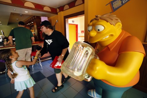 A Barnie character from "The Simpsons" in Moe's Tavern, one of several eateries at Universal Studios Hollywood. (Al Seib/Los Angeles Times/TNS)