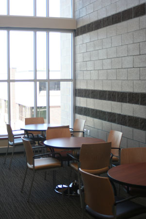 A lounge the new Nursing Building at Northeast Community College