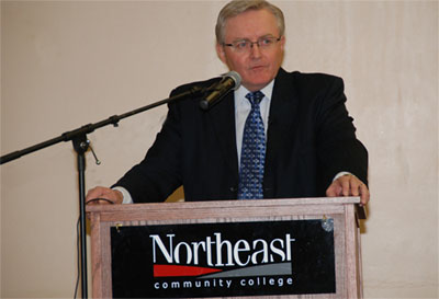 Dr. Chipps presents himself for the students and faculty of NECC at the open forum