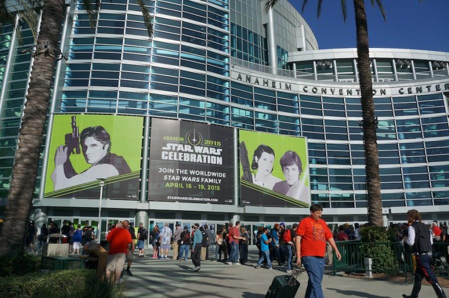 Eager fans, anticipating the new movie Star Wars: The Force Awakes in December, swarm the Star Wars Celebration, April 16-19 at the Anaheim Convention Center in Anaheim, Calif., on Thursday, April 16, 2015.