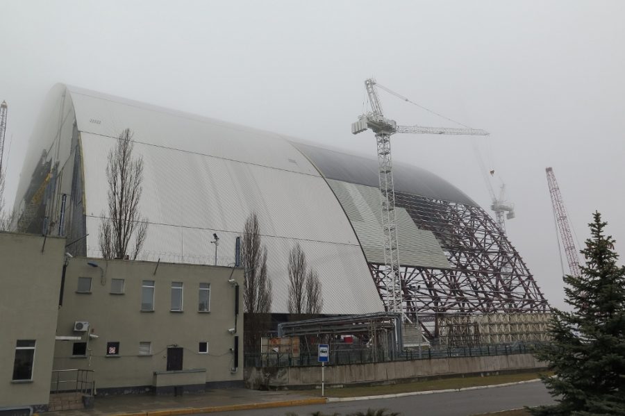 A new sarcophagus is under construction to cover the destroyed Chernobyl Reactor No. 4. The new cover is expected to be completed in the next few years, though Ukrainians are skeptical of the schedule. (Claudia Himmelreich/McClatchy DC/TNS)