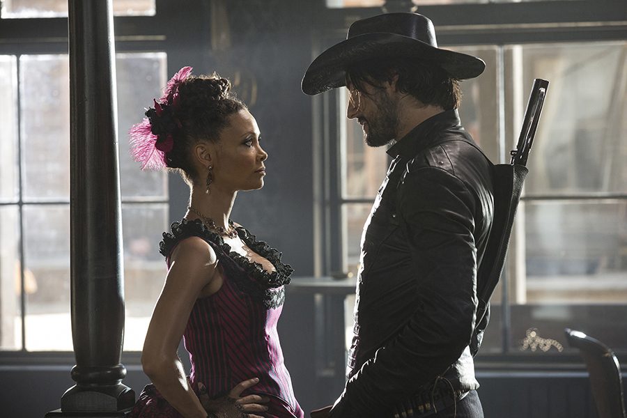 Thandie Newton and Rodrigo Santoro in "Westworld." (John P. Johnson/HBO)