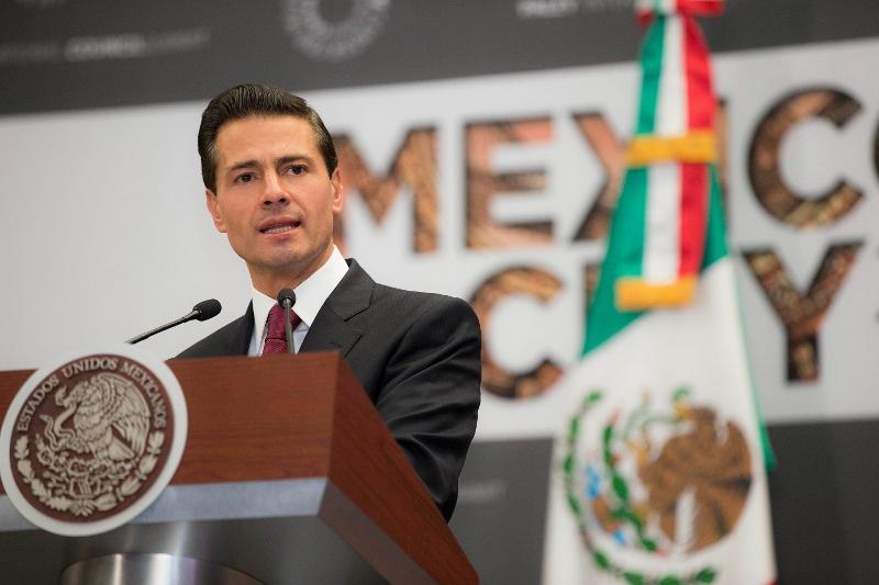 Mexican President Enrique Pena Nieto addresses the opening ceremony of the 21st Annual Paley Media International Council Summit on Nov. 17, 2016 in Mexico City, Mexico. (Presidenciamx/Planet Pix/Zuma Press/TNS)
