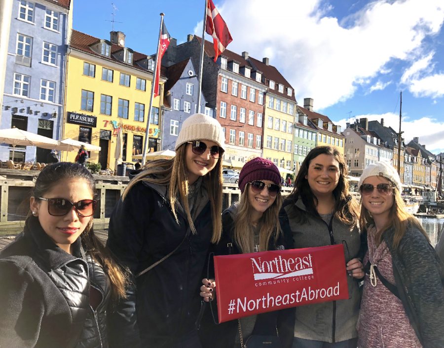 Northeast international business students work with their counterparts at Danish college