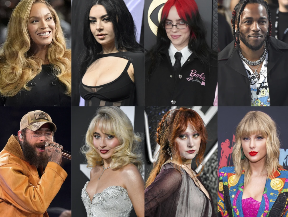 This combination shows top Grammy Nominees. Top Row from Left, Beyoncé, Charli XCX, Billie Eilish and Kendrick Lamar.
Bottom Row Left, Post Malone, Sabrina Carpenter, Chappell Roan and Taylor Swift. (AP Photo)