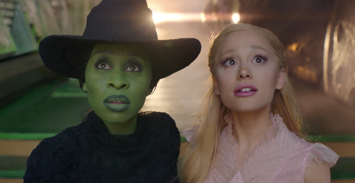 Image released by Universal Pictures, featuring Cynthia Erivo, left, and Ariana Grande, Right, in a scene from Wicked. 